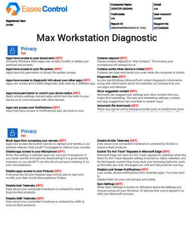Diagnose scan your PC for informations regarding your Online Privacy, Data Protection, User Activity Tracking and Tailored Advertisment